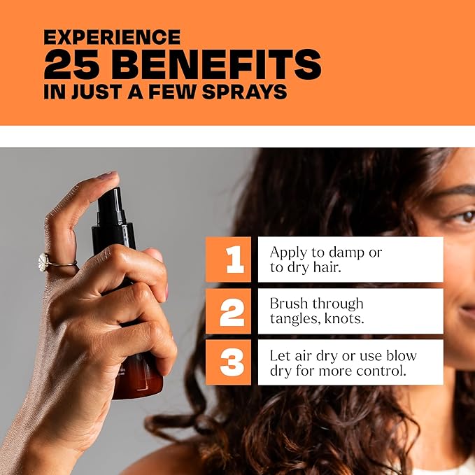 THESALONGUY 25 Spray Leave-In Conditioner – Collagen, Keratin & Biotin Hair Repair Treatment for Men & Women – Strengthens, Detangles & Protects – Lightweight, Non-Greasy Formula (4 fl oz)