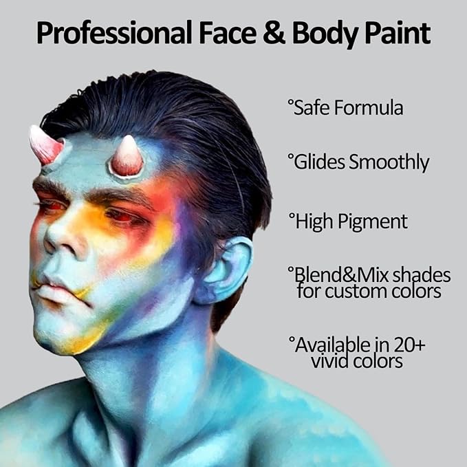 Mysense Black Face Body Paint,Water Based Washable Face Paint,Non-toxic Cream Body Paint for Adults and Children Halloween SFX Skull Skeleton Zombie Vampire Joker Cosplay Makeup,0.6oz