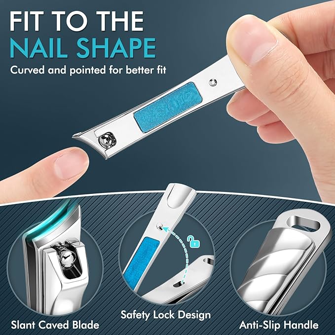 Vepkuso Nail Clippers&Toenail Clippers for Thick Nails for Seniors | Toe Nail Clippers Set for Ingrown Nails for Men | Manicure Kit &Nail Cutter for Women, Gift Idea