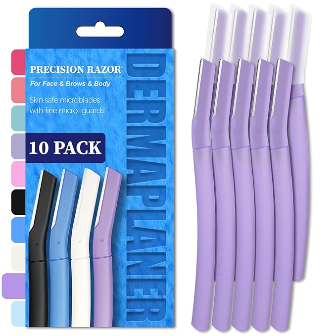 Dermaplane Razor, Face Razors for Women, Dermaplaning Tool with Microblades for Face, Gentle Facial Exfoliation, Peach Fuzz Removal and Eyebrow Shaping, Skin Care Tool for Smoother Skin, Wisteriar