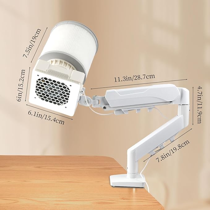 ANGNYA Professional Nail Dust Collector, Super Strong Suction and Built-in LED Lamp, Nail Fan Vacuum Dust Collector with Universal Table Mount for Nail Techs and Salon, UA002 V1.5
