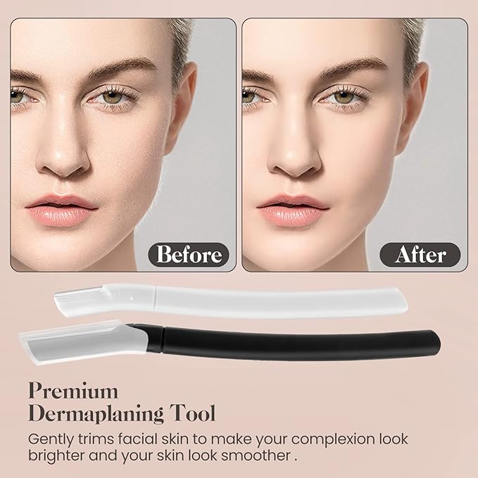 Sunuly Eyebrow Razor, Dermaplane Face Razors for Women Facial Hair, Eyebrow Shaver(8 Count), Peach Fuzz Removal, Dermaplaner to Exfoliate and Refresh the Skin (White, Black)