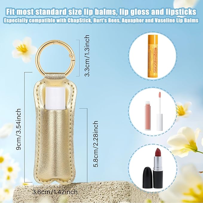 WK IEASON Lip Balm Holder for Chapstick Lipstick Sleeve Keychain,Small Christmas Gifts Stocking Stuffers for Teen Girls Women