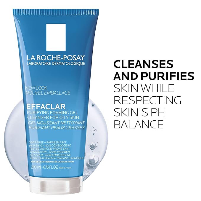 La Roche-Posay Effaclar Purifying Foaming Gel Cleanser for Oily Skin, With Zinc Pidolate To Remove Excess Oil & Shine, Alcohol Free & Oil Free, Face Wash For Oily Skin, Sensitive Skin Tested