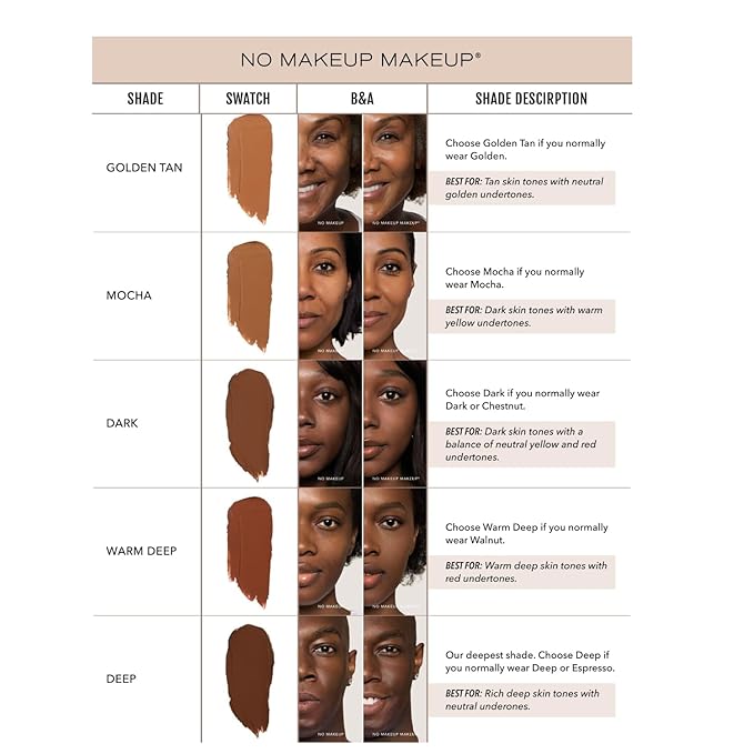 No Makeup Makeup Long-Lasting Lightweight Foundation & Brush Duo | Cruelty-Free, Fragrance-Free, Buildable, Transfer-Proof Makeup (Warm Deep)