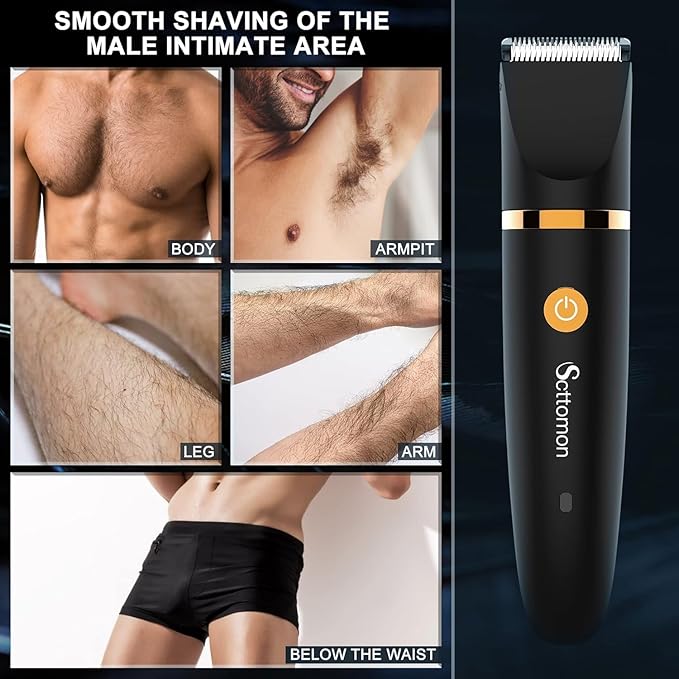 Scttomon Electric Groin Hair Trim Ball Trimmer for Men Body Shaver Below-The-Waist Groomer Nose Hair Trimmer Waterproof Cordless 3 in 1