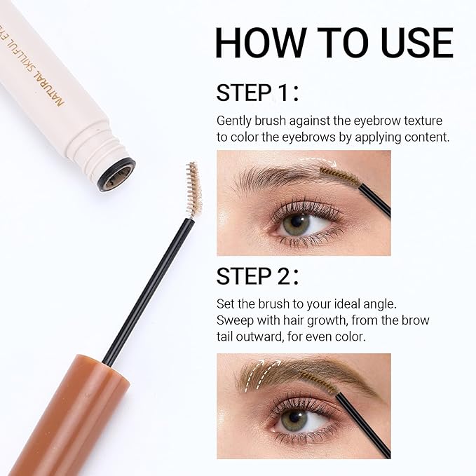 Erinde 2PCS Tinted Eyebrow Gel, Micro-Precision Adjustable Angle Brush Tinted Brow Gel, Waterproof Long-Lasting Smudgeproof Eyebrow Mascara Brow Tint for Natural Brow Makeup, 01 Cool Gray