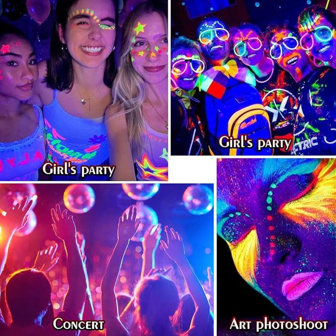 evpct Orange Shimmer Eyeliner UV Neon Gel Eyeliner Pencil Makeup, Rainbow Halloween Colored Colorful Gel Eye Liner Pen Glow in Dark Makeup, Long Lasting Waterproof Eyeliners for Face Body Painting