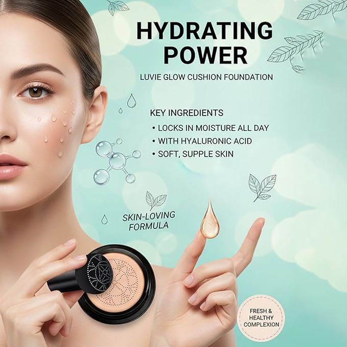 Foundation for Older Women | Mushroom Head Air Cushion CC Cream - BB Cream Full Coverage Makeup Foundation Long Lasting Waterproof Hydrating Lightweight (lvory white)