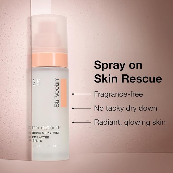 StriVectin Barrier Restore + Soothing Milky Face Mist with Ceramides + Hyaluronic Acid, Hydrating, Skin-Calming, Fragrance-Free, Turmeric, Spray-On Bottle