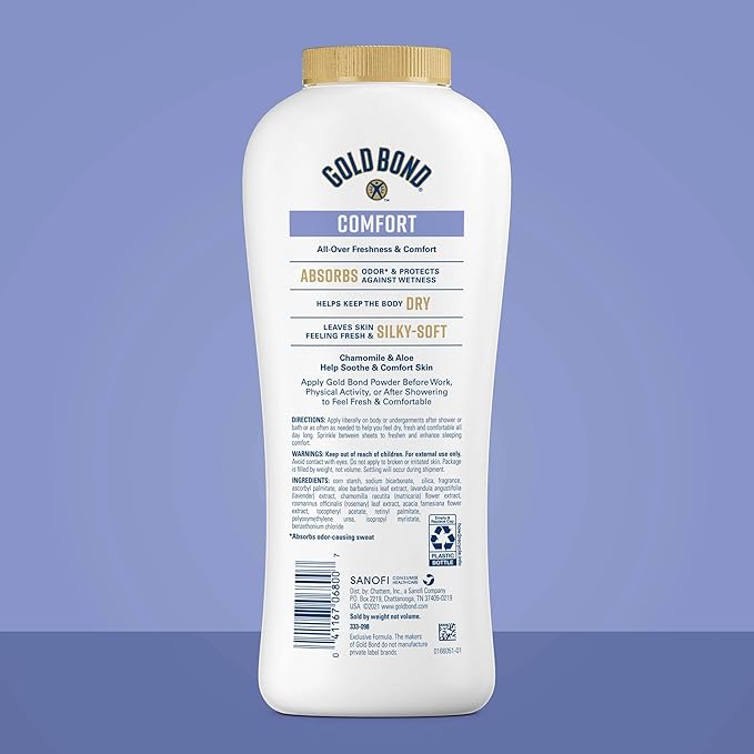 Gold Bond Comfort Body Powder, 10 oz., Talc-Free, Fresh Clean Scent With Aloe & Chamomile, Pack of 2