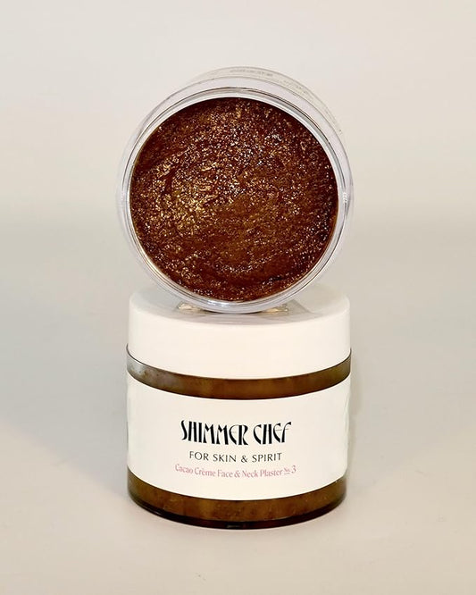 SHIMMER CHEF Cacao Crème Face & Neck Plaster | Fresh Avocado Oils Restore Softness & Elasticity | Skin Becomes Supple & Radiant | A Mood-Lifting Ritual for Balance & Vitality | 5.5 oz