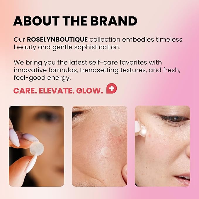 ROSELYNBOUTIQUE Pimple Patches for Face (60Ct - 4 Sizes 8,10,12,14mm) - Hydrocolloid Acne Spot Patches Blemishes Pore Strips - Vegan Facial Korean Skin Care Products Cruelty-Free (60 Dots)