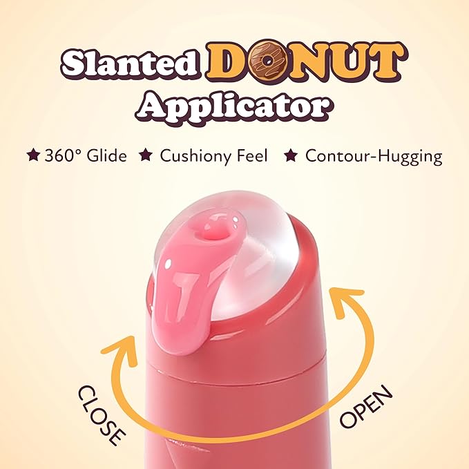 Absolute New York Sweet Pout Tinted Glaze Lip Serum, Donut Tip Applicator, Hydrating Formula with Peptides, Vitamin E and Jojoba Seed Oil (Cocoa Dip)