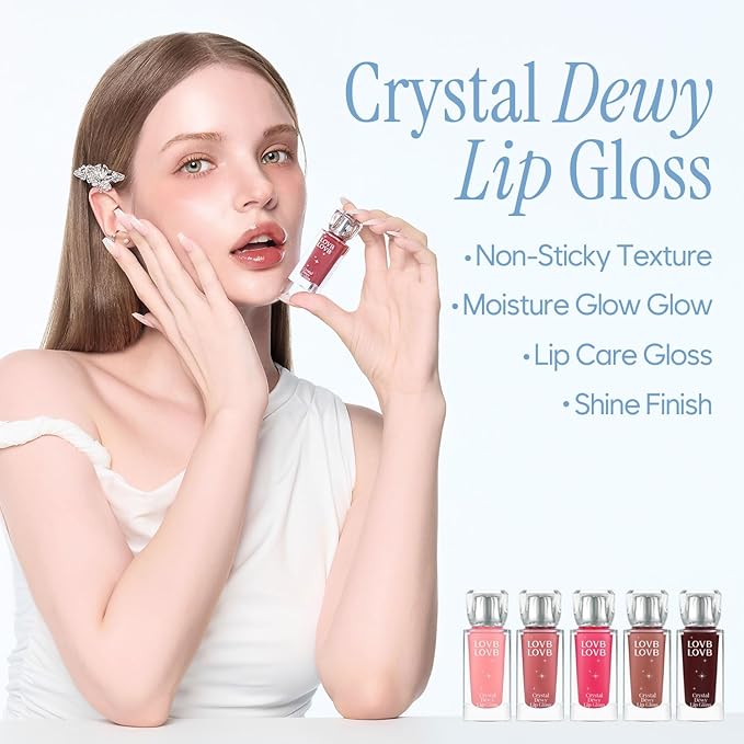 LOVB LOVB Crystal Dewy Lip Gloss | Lightweight & Non-Sticky | High-Shine & Long-Lasting | Hydrating Korean Lip Care Gloss | 0.17 oz. (04 FRENCH BEIGE)