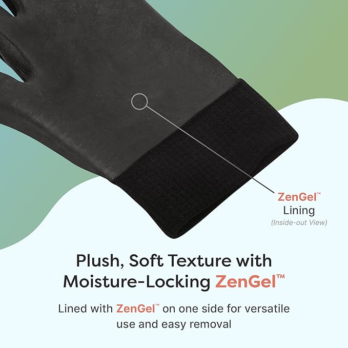 ZenToes Moisturizing Gloves for Dry Hands, Gel Infused with Jojoba Seed Oil, Olive Oil and Vitamin E, Overnight Hand Moisturizer (Large, Cotton Black)