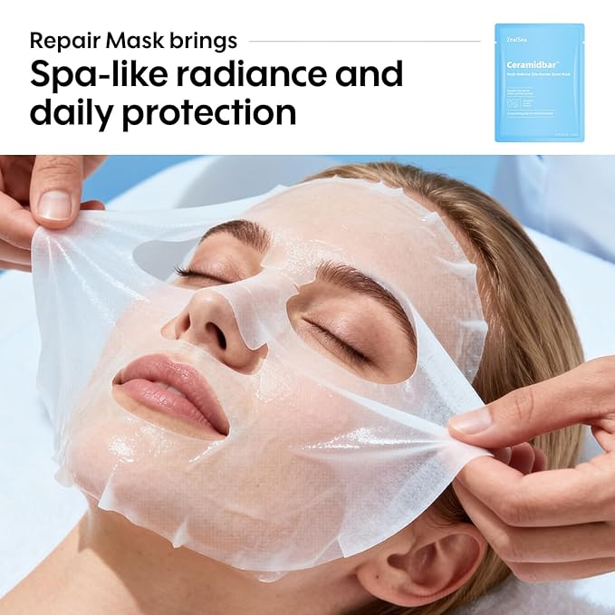 Ceramidbar Face Masks Skincare Set, ZealSea Derm Solution Sheet Mask for Multi-Trigger Sensitivity, Soothing & Calming, Strengthen & Restore Skin, Facial Mask with Cica & Ceramide, 10 Pack