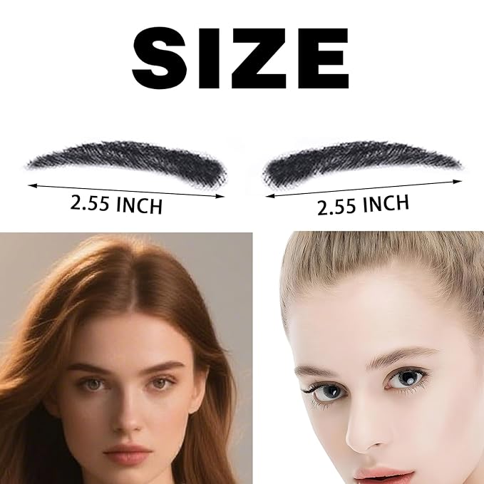 Fake Eyebrows, False EyeBrows 100% Handmade Full Lace Re-Usable Natural Invisible Realistic False Eyebrow Extensions for Man and Women, One Pair (Style 7)