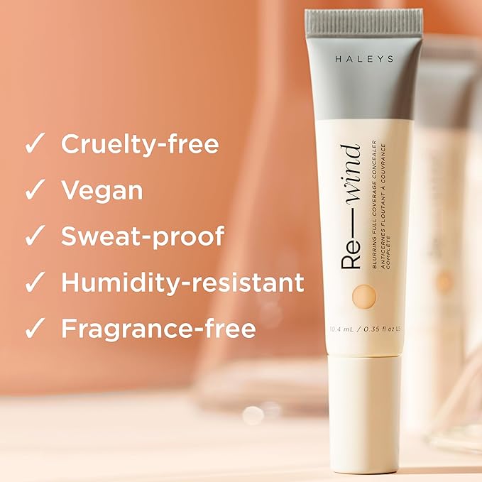HALEYS Re-wind Blurring Full Coverage Concealer, Cream, Medium Dark - Neutral, 1 oz