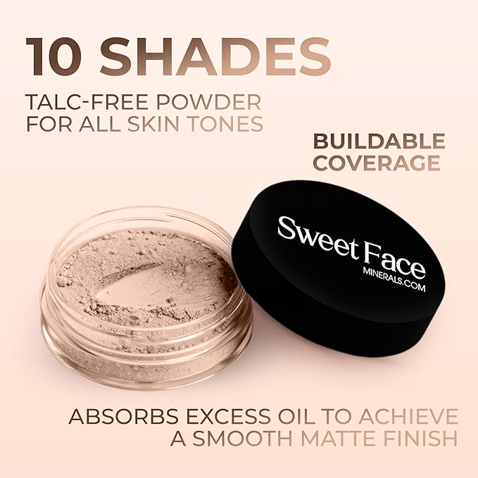 LIGHT FOUNDATION (5g Sample Size Jar) – Matte Mineral Makeup Loose Powder for Natural Buildable Coverage – Lightweight Long Wear Formula by Sweet Face Minerals SPF 30
