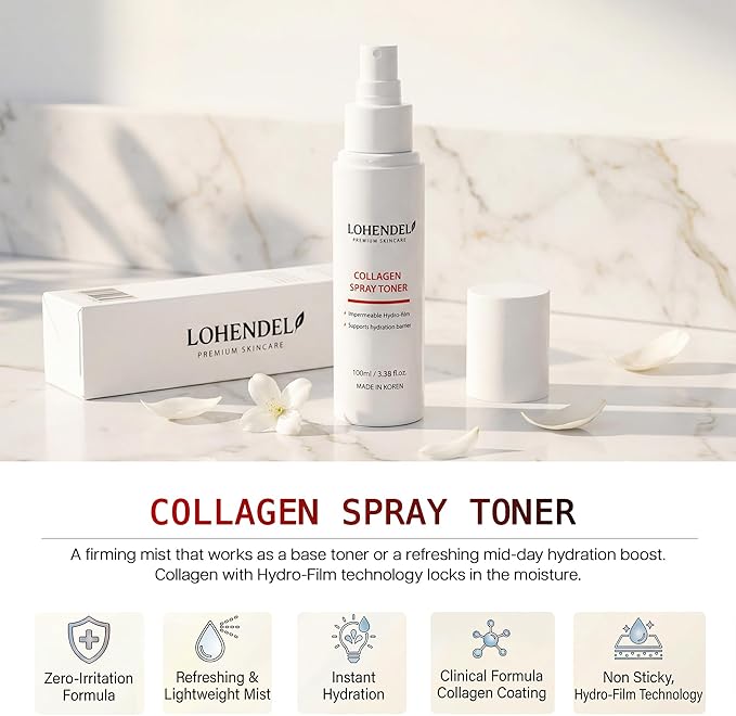 Collagen Spray Toner, Fine Mist Face Toner with Collagen & D-Panthenol, Firming & Elasticity, Instant Hydration, Soothe Irritated Skin, Korean Skincare 100ml / 3.38fl.oz
