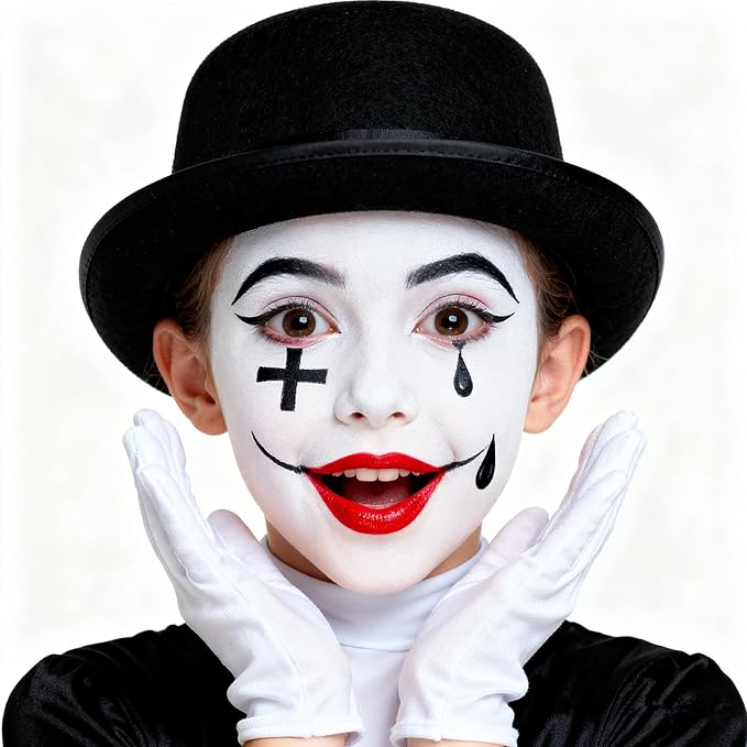 Go Ho Cream-Blendable Clown White Face Paint Stick,Full-coverage Waterproof Face Body Paint for Halloween Cosplay Jokester Zombie Vampire Skeleton Clown SFX Makeup,White Eye Black Stick