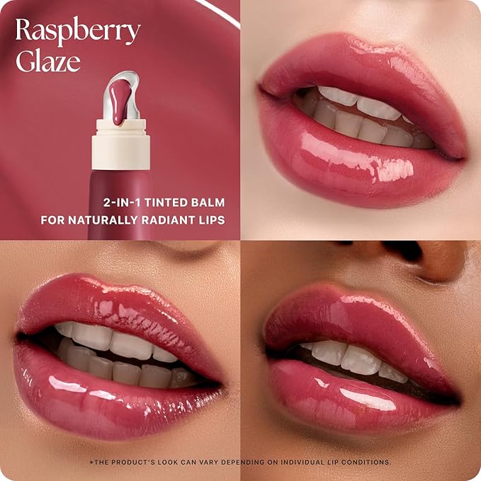 Nature Republic Honey Melting Lip & Butter Balm (BERRY & RASPBERRY GLAZE) Set - Moisturizing Tinted Lip Balm, Plumping Gloss, Peptides, Fuller-Looking Lips, Stocking Stuffers