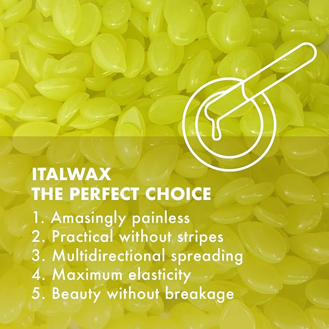 Italwax Top Line Argan Jelly Wax 1.65lb (750g) – Fast-Drying Transparent Flou Yellow Gel Enriched with Argan Oil and Argan scent, Strong Adhesion for Face, Underarms & Back – Made in Italy