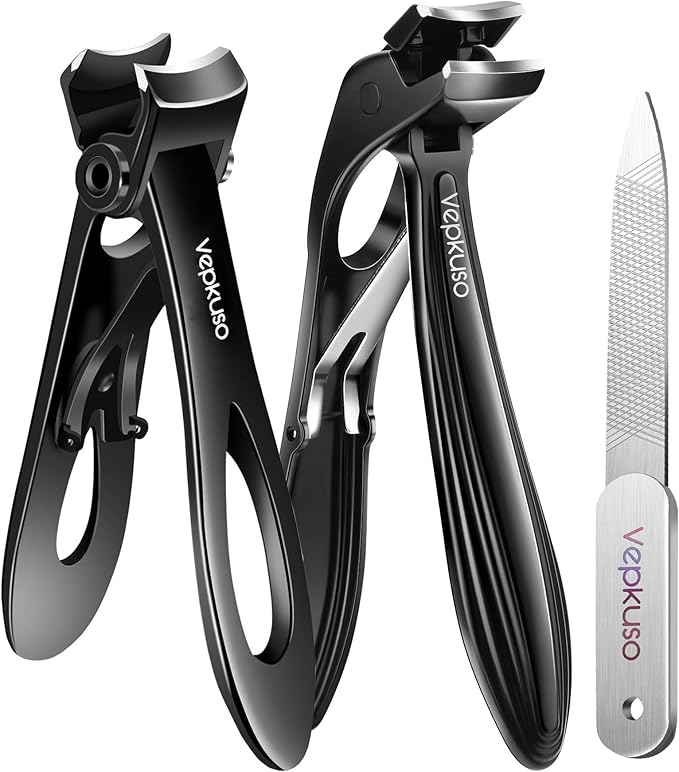 Vepkuso Toenail Clippers & Nail Clippers Set for Seniors - Heavy-Duty Long Handled Toenail Clippers for Thick Toenails, Men & Women | Hygienic Manicure Set | Gift Idea