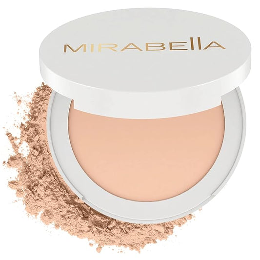 MIRABELLA - Invincible for All Pure Press Foundation, HD-Finish Pressed Powder, Buildable Mineral Pressed Powder Compact with Jojoba & Triglyceride, Age-Defying Makeup for All Skin Types, Medium M9