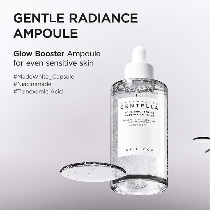 SKIN1004 Tone Glowing Capsule Ampoule 3.38fl.oz,100ml, Niacinamide & Tranexamic Acid Serum, Korean Face Ampoule with Madagascar Centella, Radiant and Healthy Looking Skin Tone, Korean Skin Care