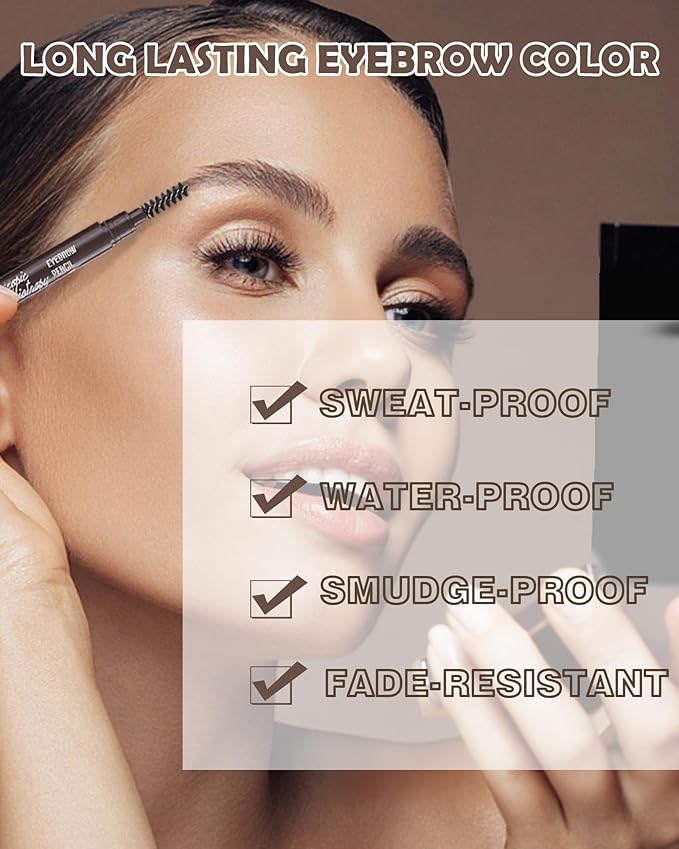 Berinist Waterproof Eye Brow Pencils for Women, 6Pcs Double-ended Grey Eyebrow Pencil with Razor Kit, Triangular Tip Design Makes it Easier to Define and Fill in Brows for a Natural Look