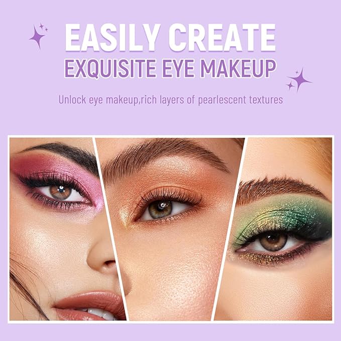 2Pcs Shimmer Brown Eyeshadow Double Colors Palette, High Pigment Eye Shadow Powder, Blendable Smooth and Texture Waterproof, Smudge-proof, Durable and Long-lasting Makeup Palette 01#+03#