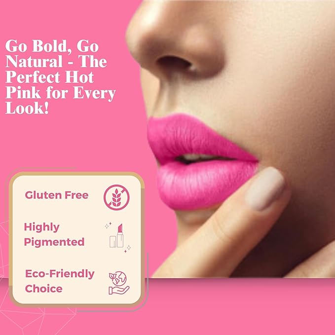 Hickey Walk of Shame Hot Pink Lipstick - Refillable, Moisturizing, Long-Lasting, Vegan, Gluten-Free Matte With Highly Pigmented Finish for Women