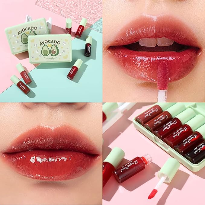 6 Colors Lip Tint Stain Set, Korean Lip Gloss, Mini Liquid Lipstick, Lip Tint Set, Lip Stain Long Lasting Waterproof, Non-Stick Cup, High Pigment, Cute Stuff, Lip Makeup