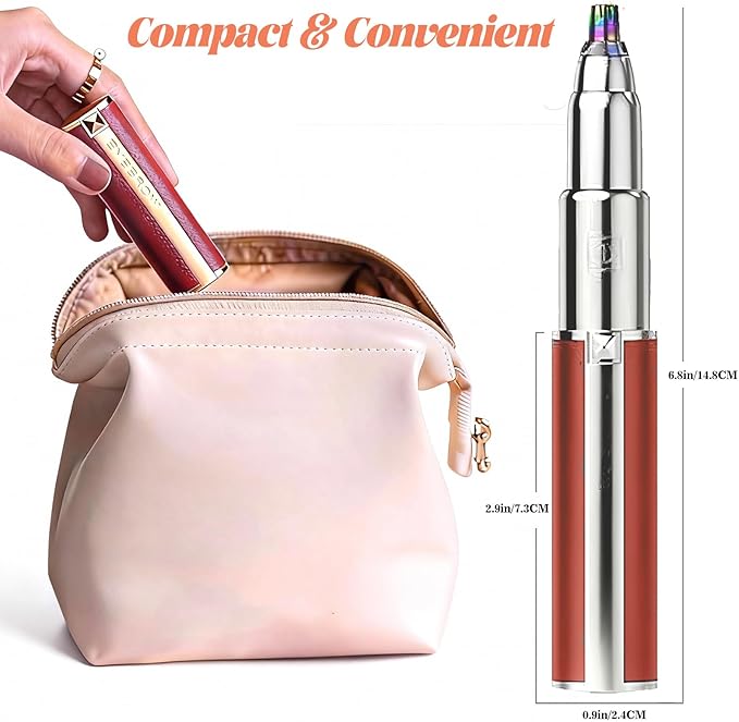 Womens Electric Nose Hair Trimmer 2 in 1 Electric Eyebrow Trimmer Portable Waterproof Eye Brow Razors Electric & Nose Hair Remover Rechargeable Flawless Eyebrow Trimmer, Red