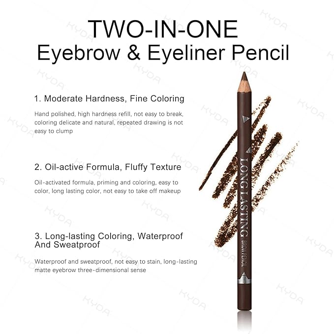 Ownest 6 Pcs Brown Eyebrow Pencil Set, Wooden Eyebrow Pen for Women, Waterproof Long Lasting Brows and Eyeliner Pen With Brush, Beginner Makeup Brow Pencil, Natural Eyes Brow Makeup