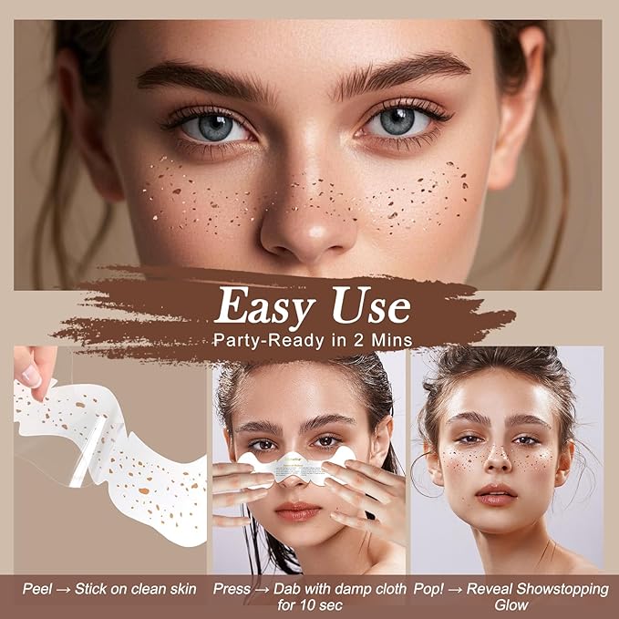 Glitter Freckles Face Tattoo,Freckles Temporary Face Tattoos, Christmas Face Tattoos Face Glitter for Women Girls, Festival Outfits Rave Accessories,Country Concerts, Party,Makeup Glitter Patch 30PCS