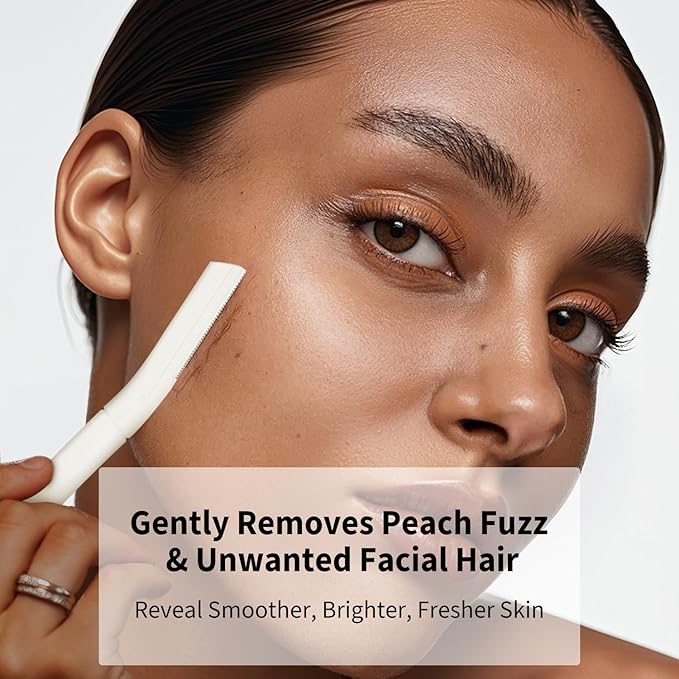 Dermaplane Razor, Face Razors for Women, Dermaplaning Tool with Microblades for Face, Gentle Facial Exfoliation, Peach Fuzz Removal and Eyebrow Shaping, Skin Care Tool for Smoother Skin, Cream