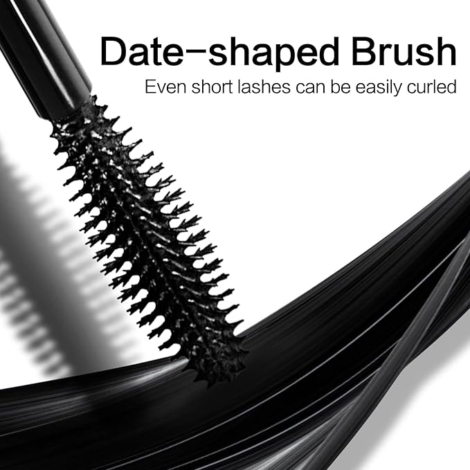 CARSLAN Light-Lengthening Mascara, Lengthening & Curling, Smudge Proof & Flake Resistant with Date-shaped Brush for Clump-Free Definition, Quick-Dry, Washable, Long Lasting Volume