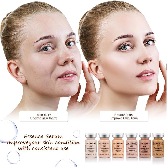 BB Facial Glow Starter Kit Hyaluronic Acid Serum Foundation Skincare Mix Kit 0.27oz Hyaluronic Ampoule and Essence Foundation, 12 Vial Pigment Skincare Kit with Serum