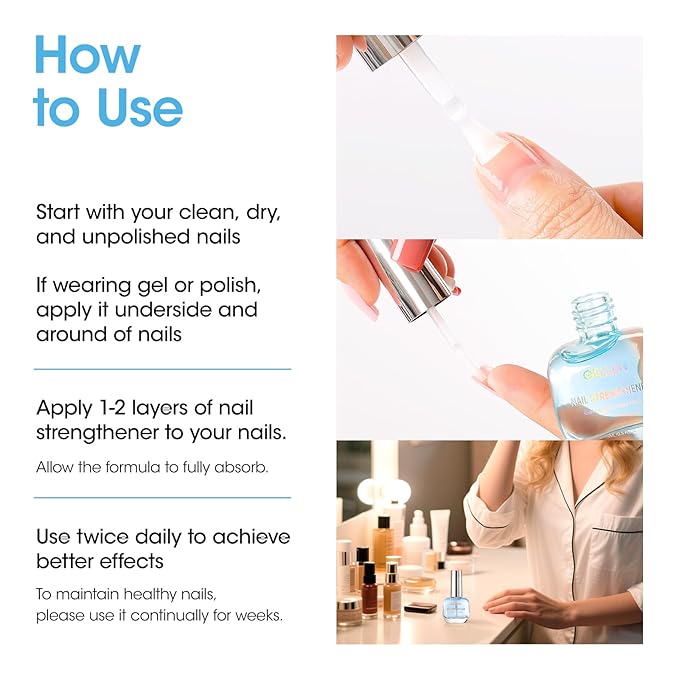 GELLEN Nail Strengthener Ocean Scent, 8-In-1 Pro Care Nail Repair Growth Serum for Thin Damaged Nails, Air Dry Clear Finish, Non-Polish, Keratin Calcium Nourishes Strengthens & Growth