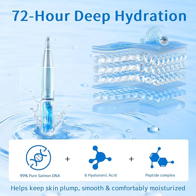 Salmon DNA PDRN Anti-Aging & Hydrating Serum | Barrier-Supporting Ampoule for Sensitive Skin | 72-Hour Hydration + Glow | Soothing, Collagen & Hyaluronic Acid Infused | 0.05 fl oz x 30 Vials (1Pack)