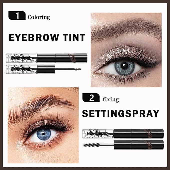2in1 Semi-Permanent Eyebrow Gel & Lamination Gel, Eeybrow and Lash Gel, Lightweight and Waterproof Tinted Brow Gel For Up To 24HR Hold, Built-In Styling Comb - Clear Eyebrow Gel (07#Brown)