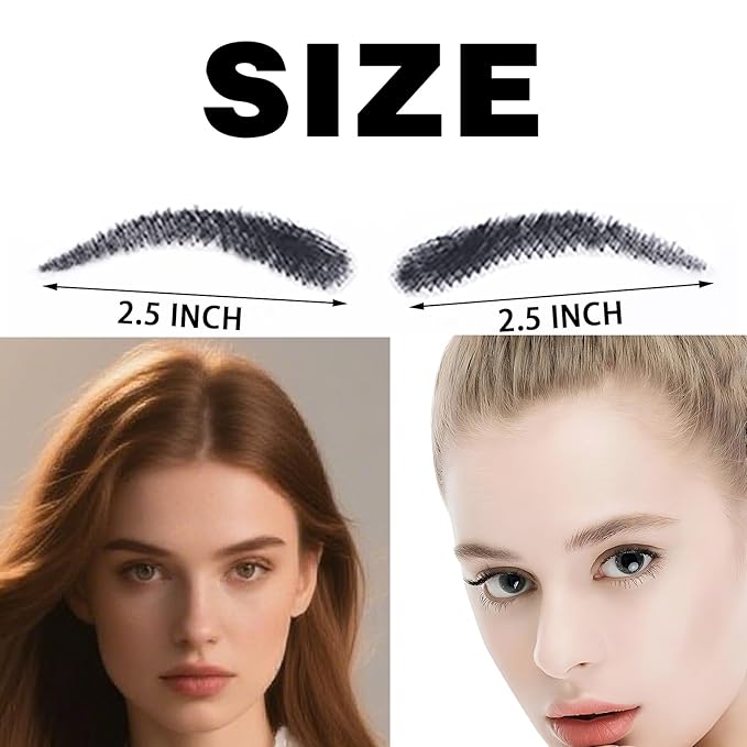 Fake Eyebrows, False EyeBrows 100% Handmade Full Lace Re-Usable Natural Invisible Realistic False Eyebrow Extensions for Man and Women, One Pair (Style 1)