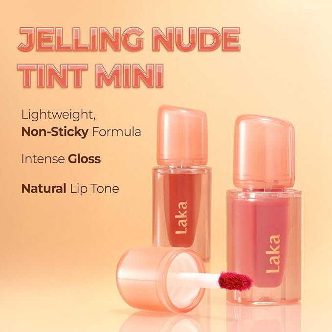 Laka Jelling Nude Gloss Mini, 1.9g/0.07oz, Sheer Hydrating Lip Oil with No Stain, Non-Sticky, Nourishing Gloss for a Fresh, Glowy Look, Vegan, Clean Beauty Makeup, K-Beauty (#316 Mauvering)