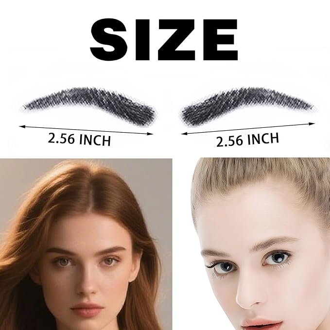 Fake Eyebrows, False EyeBrows 100% Handmade Full Lace Re-Usable Natural Invisible Realistic False Eyebrow Extensions for Man and Women, One Pair (Style 9)