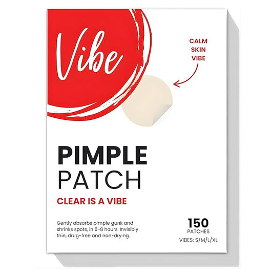 Vibe Pimple Patches for Face – Hydrocolloid Acne Patches | Invisible Zit Stickers | Salicylic Acid, Tea Tree Oil & Calendula | Spot Treatment for Blemishes & Breakouts (150 Count (Pack of 1))