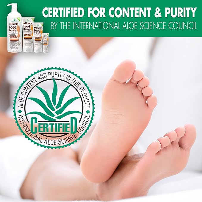 Miracle Foot Repair Cream (8 oz / 4-Pack) Repairs Dry Cracked Heels and Feet, 60% Pure UltraAloe Moisturizes, Softens, and Repairs