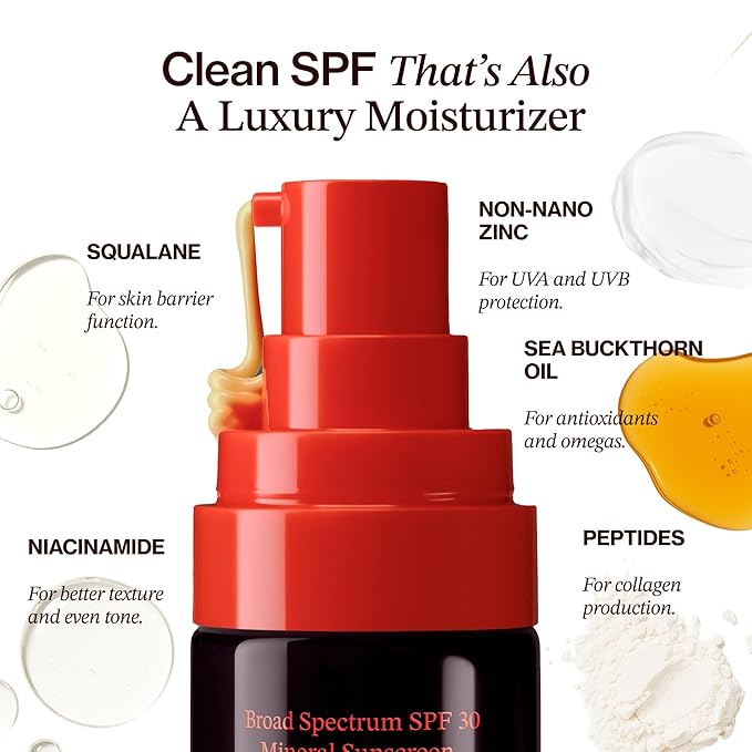 The One Daily Sun Cream SPF 30 – Hydrating Facial Sunscreen with Zinc, Niacinamide, Squalane & Sea Buckthorn | Mineral Daily Sun Protection for Face & Neck, Sensitive Skin Safe, 1 oz